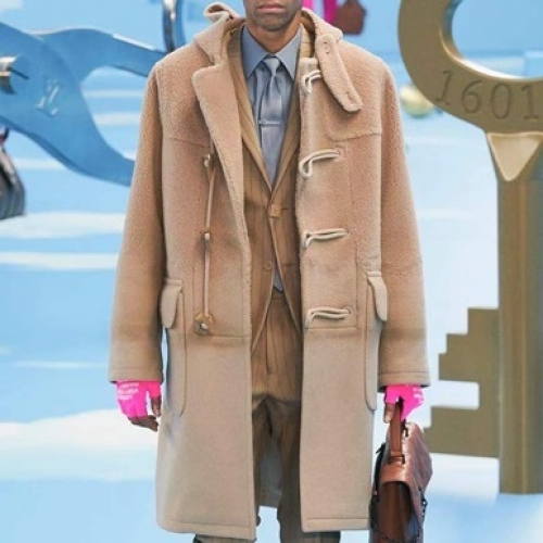 ルイヴィトンメンズシグネチャーミンクコートu02502キャメル