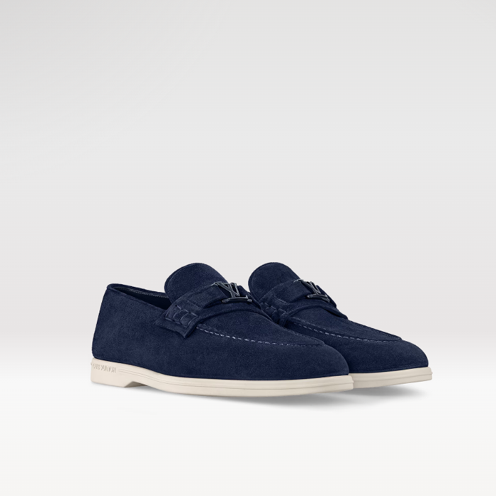 ルイヴィトンメンズエステートブルーローファーs1073