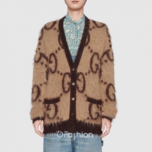 グッチレディーストレンディネック両面カーディガンc03314ブラウン