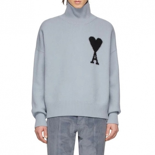 アミ-アミメンズカジュアルタートルネックセーター0076ブルー