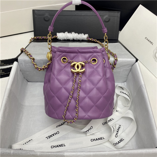 シャネルシャネルレザーバケットバッグ,B1611,パープル