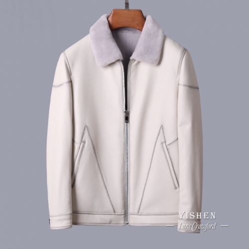 バーバリーバーバリーメンズカジュアルレザージャケットr03542アイボリー