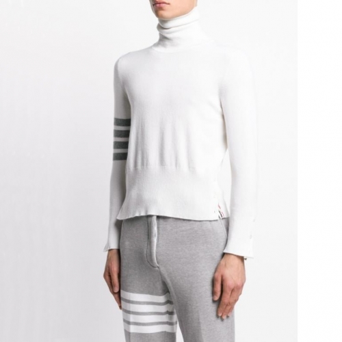 トムブラウン-トムブラウンユニセックスストラップクルーネックウールセーターm01147ホワイト