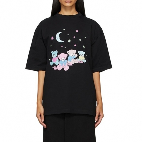 バレンシアガユニセックスコットン半袖Tシャツl0918ブラック