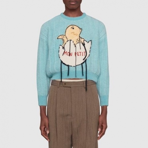 -グッチレディースクルーネックセーターc03328ブルー