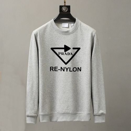 プラダ-プラダメンズクルーネック長袖Tシャツa01245グレー