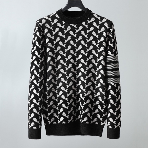 トムブラウン-トムブラウンメンズストラップクルーネックウールセーターm01166ブラック