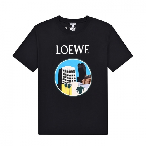 ロエベロエベメンズスマイルシルケット半袖Tシャツe0358ブラック