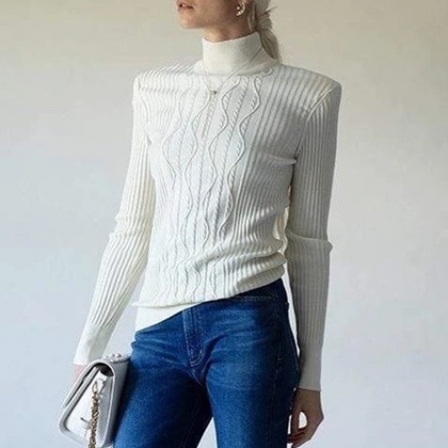 バルマン-バルマンレディースタートルネックウールセーターm0109ホワイト