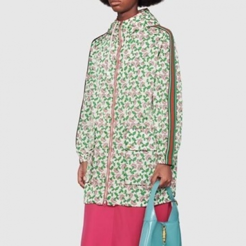 グッチグッチユニセックスカジュアルオーバーサイズコットンフーディc03366グリーン