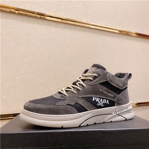 プラダメンズレザーランニングシューズ,S0676,グレー
