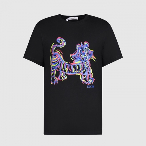 ディオール-ディオールユニセックスカジュアルクルーネック半袖Tシャツo01110ブラック