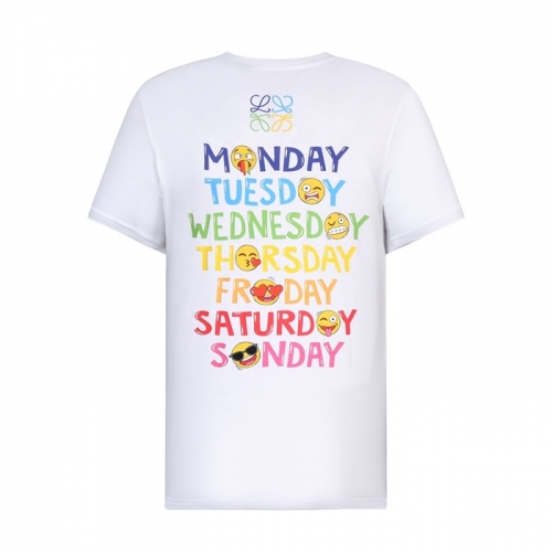 ロエベロエベメンズスマイルシルケット半袖Tシャツe0370ホワイト