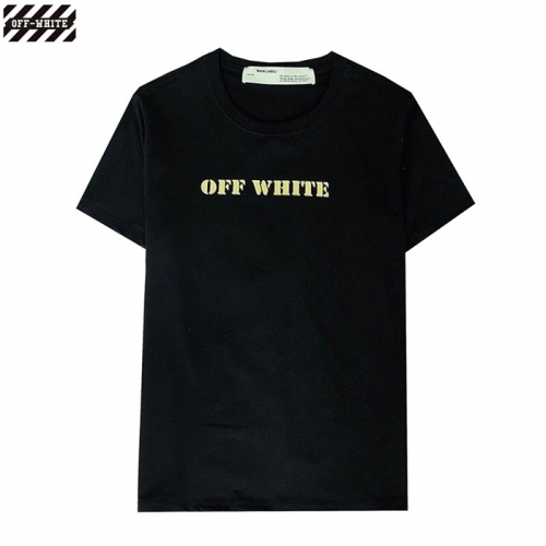 オフホワイトオフホワイトユニセックスプリントコットン半袖Tシャツf0638.ブラック