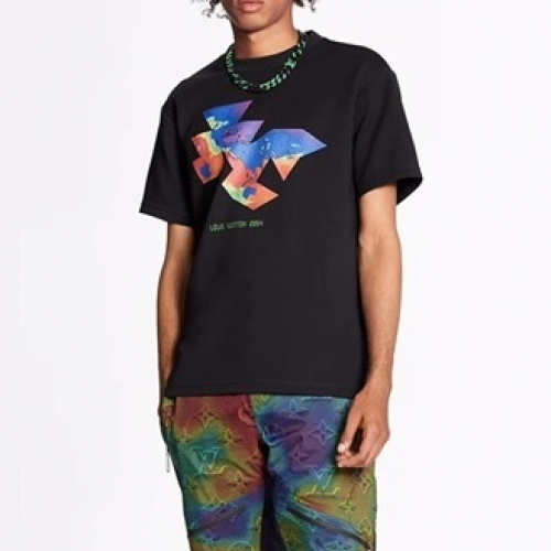 ルイヴィトンルイヴィトンユニセックス半袖Tシャツu02585.ブラック