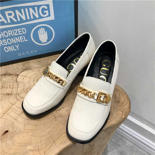 グッチレディースレザーミッドヒールローファー,(225-250),S1392,ホワイト