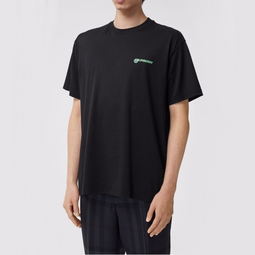 バーバリーバーバリーユニセックスコットン半袖Tシャツr03657.ブラック