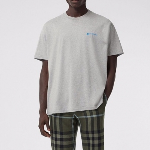 バーバリーバーバリーユニセックスコットン半袖Tシャツr03658.グレー