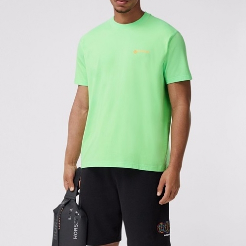 バーバリーバーバリーユニセックスコットン半袖Tシャツr03659.グリーン