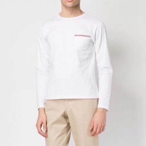 トムブラウン-トムブラウンメンズストラップクルーネック長袖Tシャツm01200ホワイト