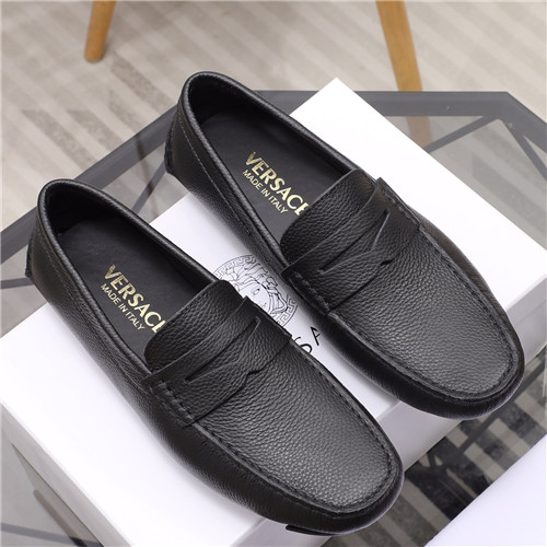ヴェルサーチェメンズレザーローファー,S0542,ブラック