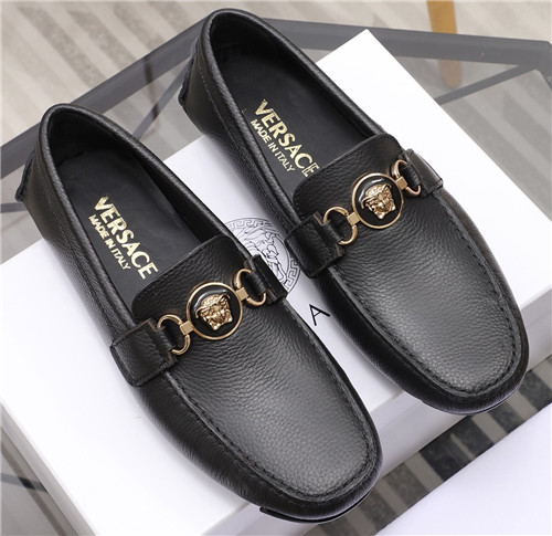 ヴェルサーチェメンズレザーローファー,S0545,ブラック