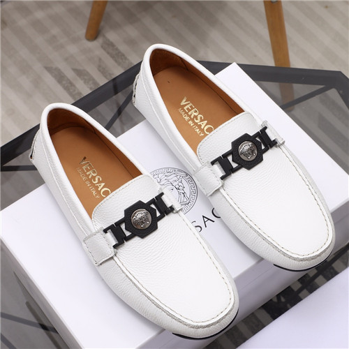 ヴェルサーチェメンズレザーローファー,S0546,ホワイト