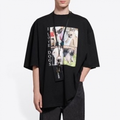 バレンシアガバレンシアガユニセックスコットン半袖Tシャツl0938ブラック