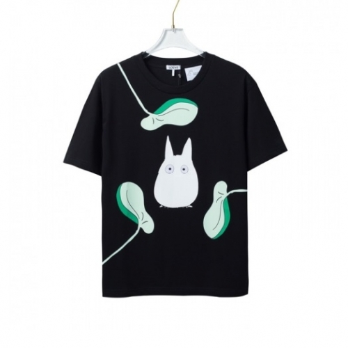 ロエベロエベユニセックススマイル半袖Tシャツe0379ブラック