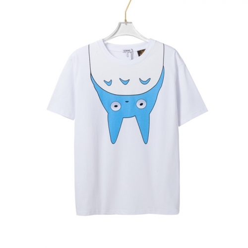 ロエベロエベユニセックススマイル半袖Tシャツe0382ホワイト