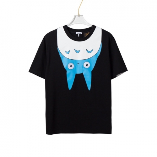 ロエベロエベユニセックススマイル半袖Tシャツe0383ブラック