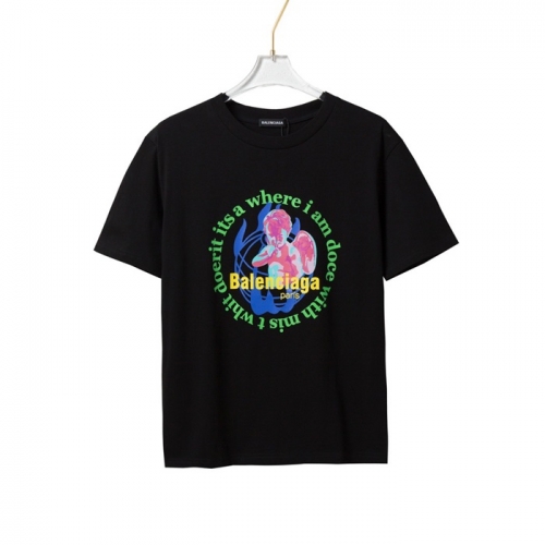 バレンシアガバレンシアガユニセックスコットン半袖Tシャツl0941ブラック