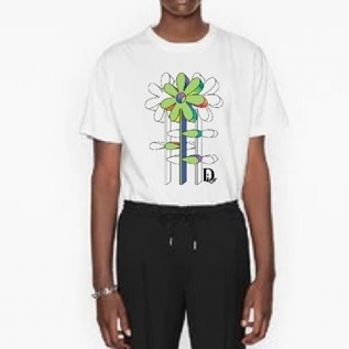 ディオール-ディオールユニセックスカジュアルクルーネック半袖Tシャツo01118ホワイト