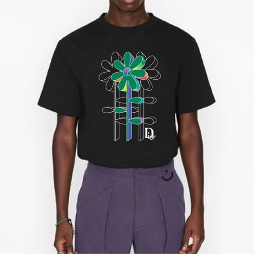 ディオール-ディオールユニセックスカジュアルクルーネック半袖Tシャツo01119ブラック