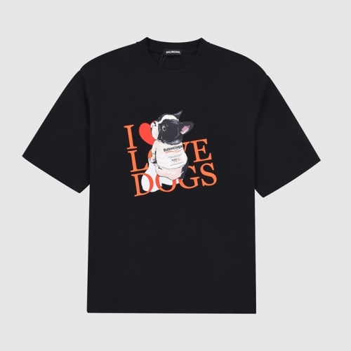 バレンシアガバレンシアガユニセックスコットン半袖Tシャツl0944ブラック