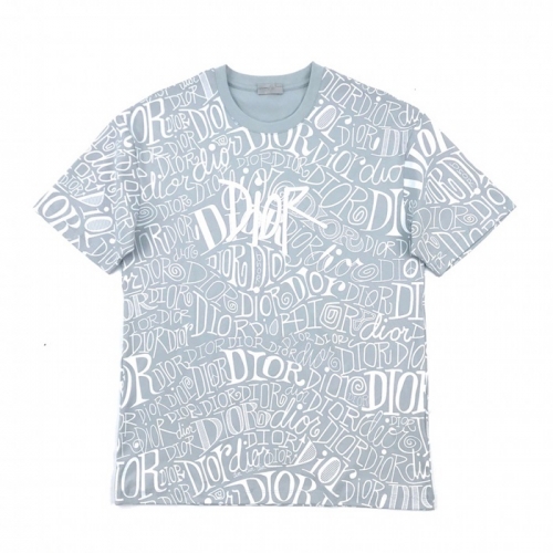 ディオール-ディオールユニセックスカジュアルクルーネック半袖Tシャツo01124.ブルー