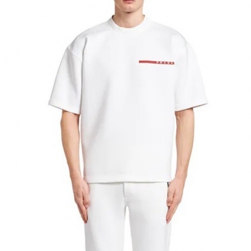 プラダプラダメンズベーシック半袖Tシャツa02173.ホワイト