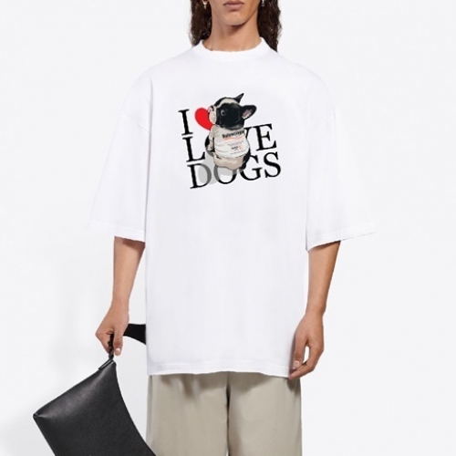 バレンシアガバレンシアガユニセックスコットン半袖Tシャツl0945ホワイト