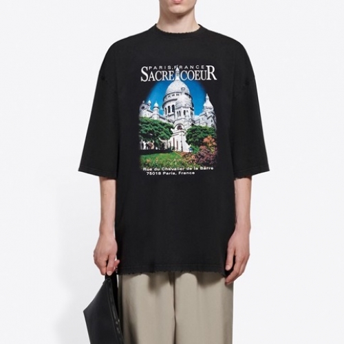 バレンシアガバレンシアガユニセックスコットン半袖Tシャツl0948ブラック