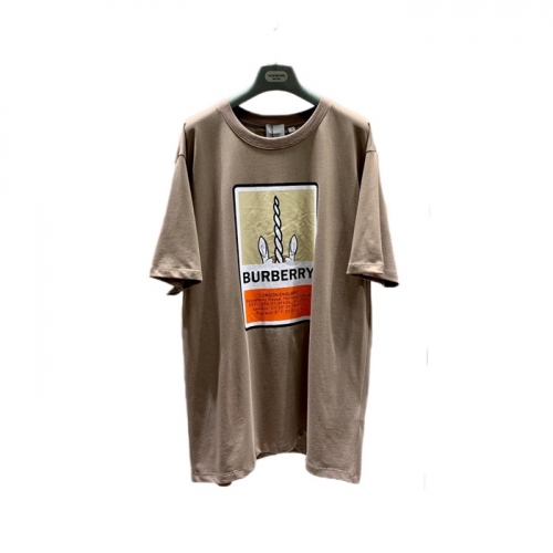 バーバリーバーバリーユニセックスコットン半袖Tシャツr03694キャメル