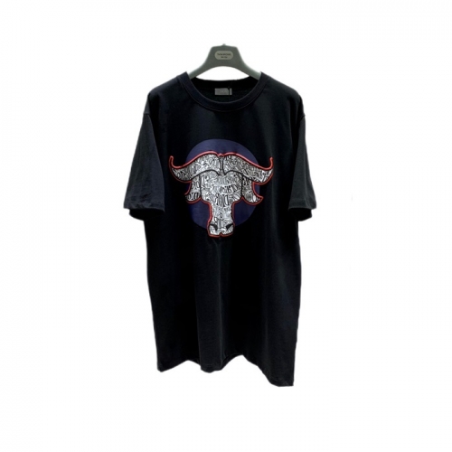 ディオール-ディオールユニセックスカジュアルクルーネック半袖Tシャツo01139ブラック