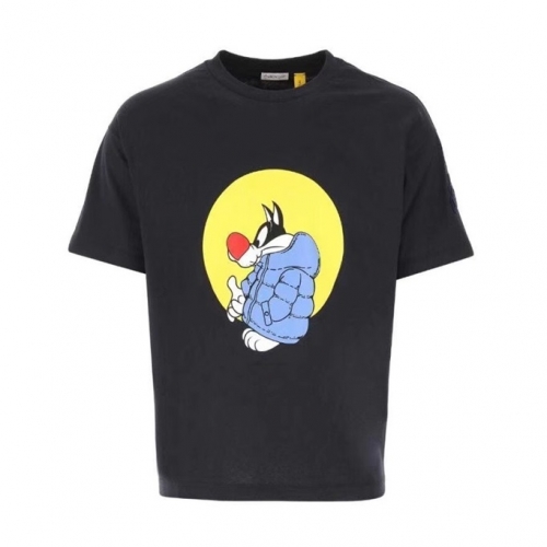 -モンクレールメンズクルーネック半袖Tシャツc02144ブラック