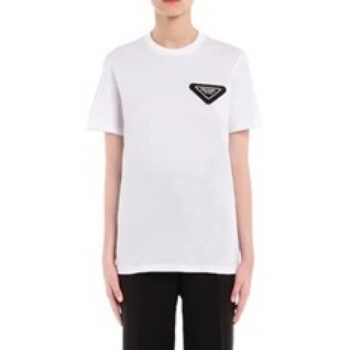 プラダプラダユニセックスベーシック半袖Tシャツa021782(ブラック/ホワイト)