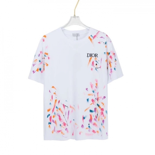 ディオール-ディオールユニセックスカジュアルクルーネック半袖Tシャツo01140ホワイト