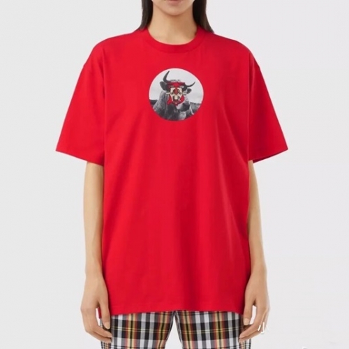 バーバリーユニセックスコットン半袖Tシャツr03703レッド