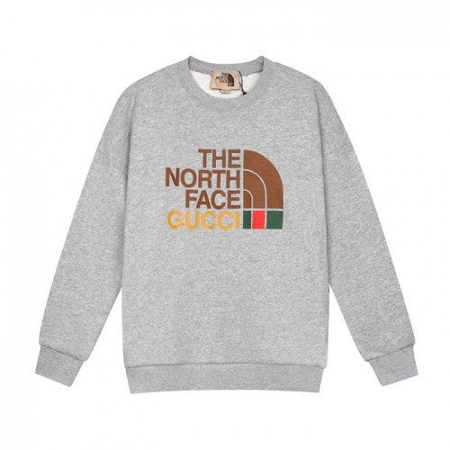 グッチ-グッチユニセックスコットンクルーネック長袖Tシャツc03466グレー