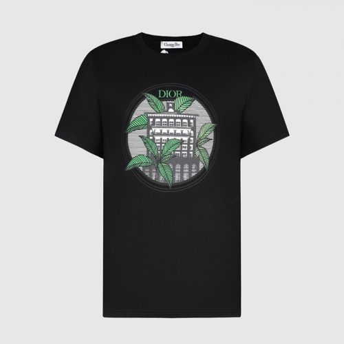 ディオール-ディオールユニセックスカジュアルクルーネック半袖Tシャツo01146ブラック