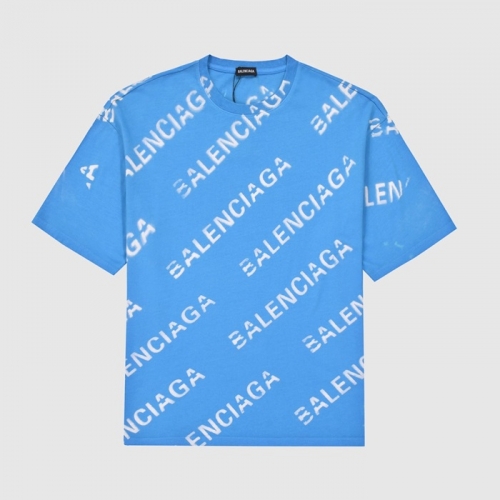 バレンシアガバレンシアガユニセックスコットン半袖Tシャツl0961ブルー