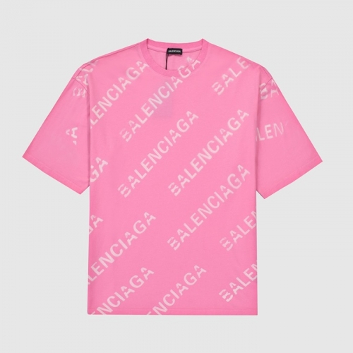 バレンシアガバレンシアガユニセックスコットン半袖Tシャツl0962ピンク