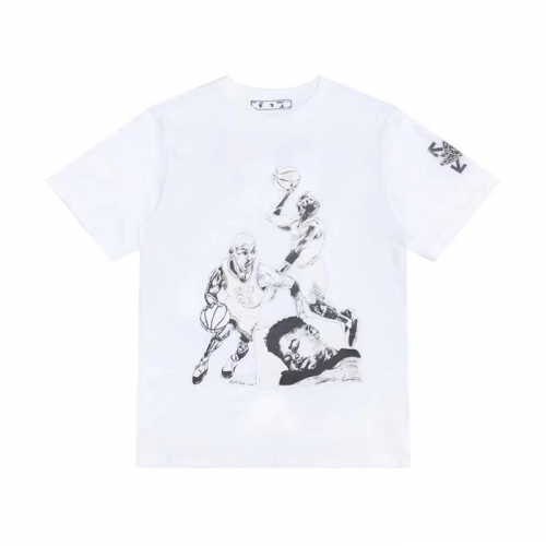 オフホワイトオフホワイトユニセックスプリントコットン半袖Tシャツf0642ホワイト